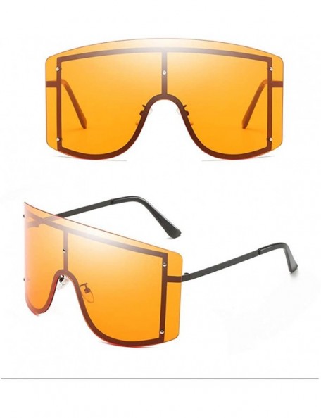 Square Super Oversized Sunglasses Unisex Flat Top Square Frame Shades Retro Style - C07 - C018UQ6L682 $16.14