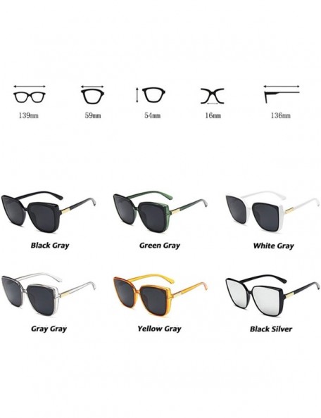 Square Cateye Designer Sunglasses Women 2019 Retro Square Glasses Women/Men Luxury Oculos De Sol - Black Silver - CH199COR6TZ...