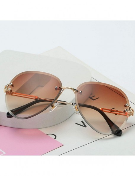 Round 2019 New Vintage RimlPilot Sunglasses Women Men Retro Cutting Lens Gradient Sun Glasses Female UV400 - Gold Black - C21...