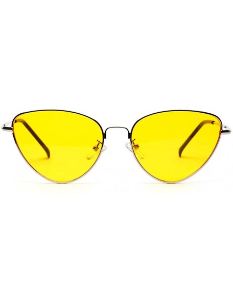 Cat Eye Fashion Cat Eye Sunglasses Women Metal Frame Sun Glasses For Women Gift Summer - Silver With Yellow - C318I2UCKRS $9.96