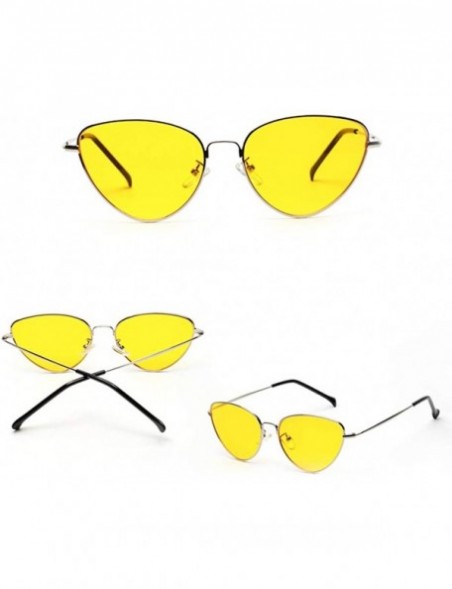 Cat Eye Fashion Cat Eye Sunglasses Women Metal Frame Sun Glasses For Women Gift Summer - Silver With Yellow - C318I2UCKRS $9.96