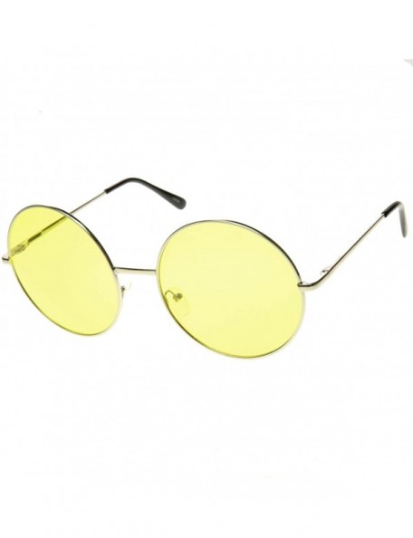 Oversized Womens Fashion Oversized Color Tint Lens Metal Circle Round Sunglasses - Yellow - C711XN6U66X $11.84