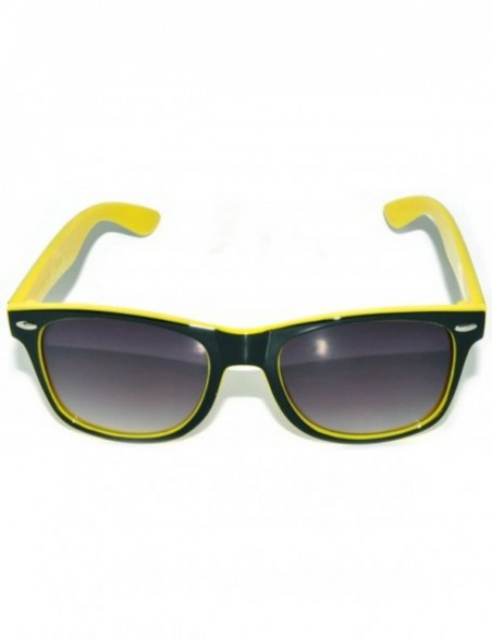 Wayfarer Fashion Style Vintage Two - Tone Wayfarer Smoke Lens Sunglasses Retro - Yellow - CL11P0AB9LF $8.72