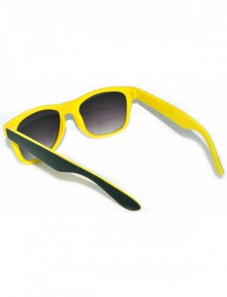 Wayfarer Fashion Style Vintage Two - Tone Wayfarer Smoke Lens Sunglasses Retro - Yellow - CL11P0AB9LF $8.72