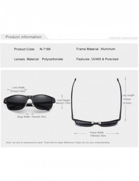 Square Genuine adjustable sunglasses square men polarized UV400 Ultra light Al-Mg - Black/Blue - CN18SM8NSZ3 $17.73