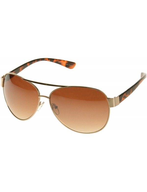 Aviator UV400 Lens Technology - Unisex 5007 Metal Frame Aviator Brown Gradient - CM1139K43AR $14.04