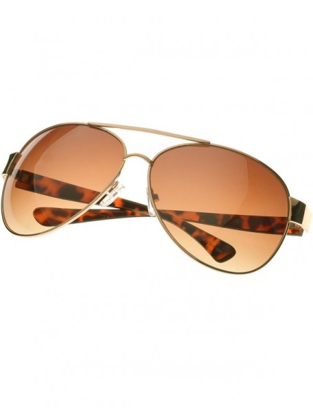 Aviator UV400 Lens Technology - Unisex 5007 Metal Frame Aviator Brown Gradient - CM1139K43AR $14.04