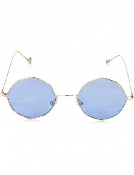 Round Memory Lane Round Sunglasses - Gold/Blue - C018WE5KRKA $18.59