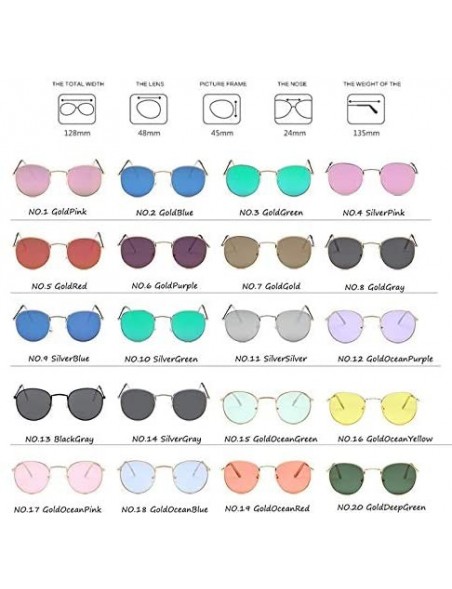 Round Sunglasses Mirror Classic Glasses Driving - Goldoceanblue - CG198MY0HHN $13.97