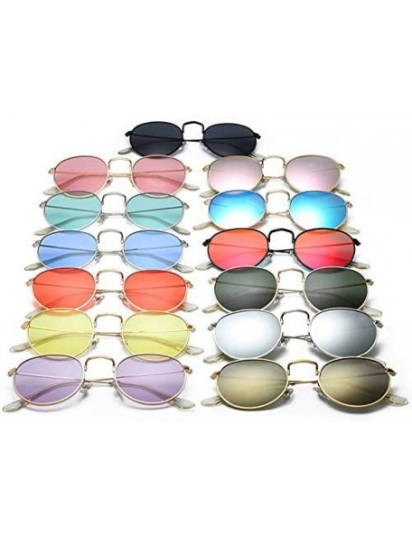 Round Sunglasses Mirror Classic Glasses Driving - Goldoceanblue - CG198MY0HHN $13.97