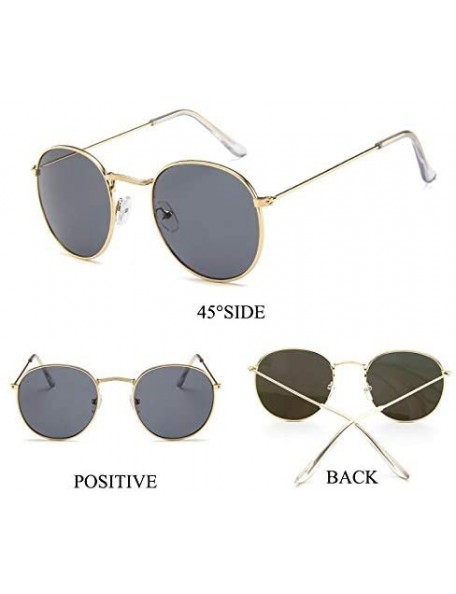 Round Sunglasses Mirror Classic Glasses Driving - Goldoceanblue - CG198MY0HHN $13.97