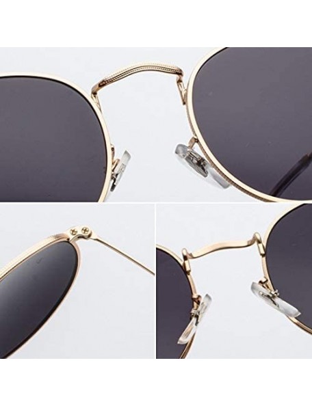 Round Sunglasses Mirror Classic Glasses Driving - Goldoceanblue - CG198MY0HHN $13.97