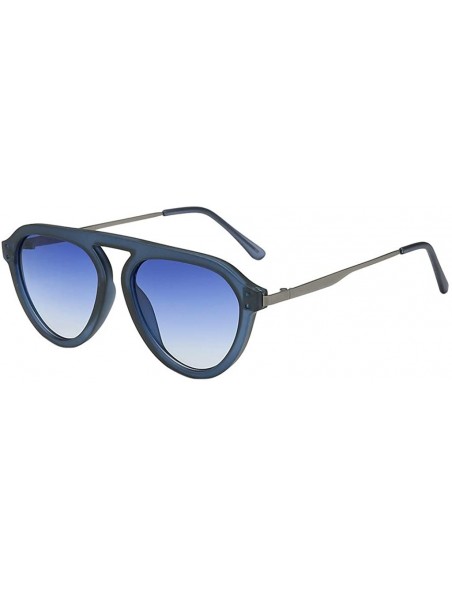 Oversized Big Width Vintage Sunglasses GorNorriss - Blue Lens/Blue Frame - C218QLXE8KY $8.09