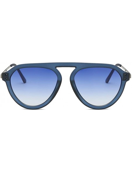 Oversized Big Width Vintage Sunglasses GorNorriss - Blue Lens/Blue Frame - C218QLXE8KY $8.09