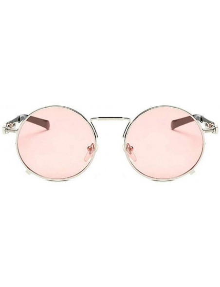 Round 2019 New Fashion Personality Punk Style Retro Round Metal Frame Unisex Sunglasses - Pink - CO18NI4RXEM $13.89