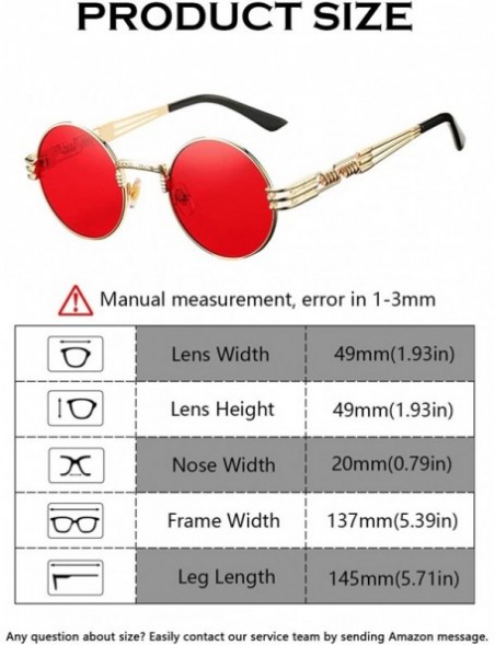 Square Retro Round Steampunk Sunglasses John Lennon Hippie Glasses Metal Frame - Gold Frame/Ocean Red Lens - CJ18QD2746L $16.50