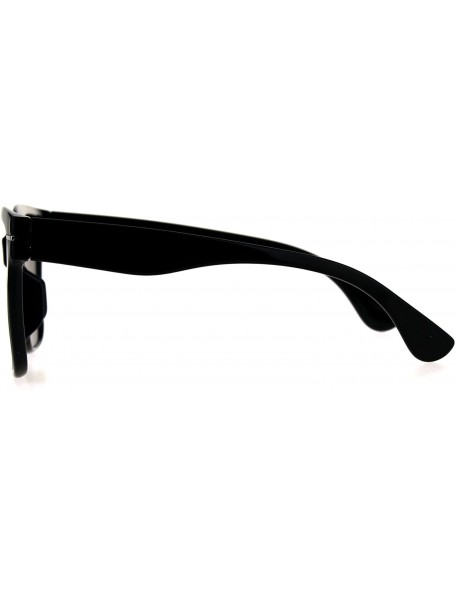 Rectangular Plastic Oversize Horn Rim Geeky Nerd Sunglasses - Black Teal - C218D3RW8UX $12.57