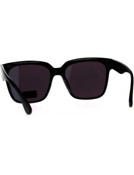 Rectangular Plastic Oversize Horn Rim Geeky Nerd Sunglasses - Black Teal - C218D3RW8UX $12.57