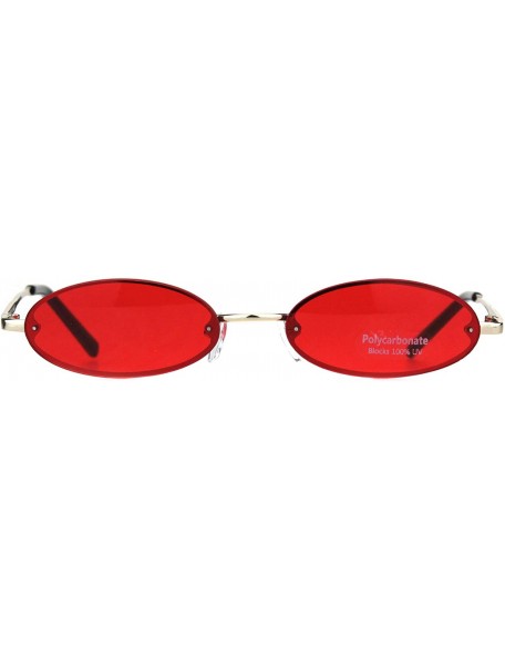 Oval Mens Retro Oval Pimp Color Lens Narrow Exposed Edge Sunglasses - Gold Red - CZ18IR69QQW $11.42