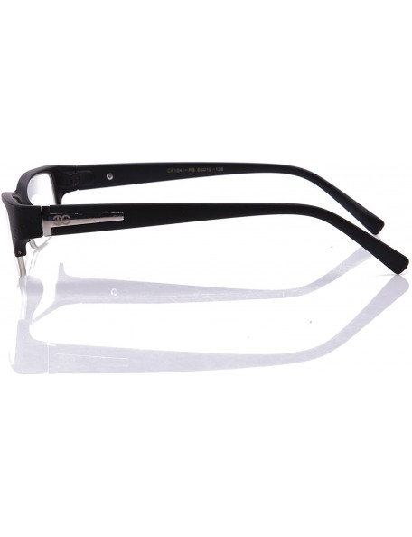 Square Unisex Clear Lens Sleek Half Frame Slim Temple Fashion Glasses - 1841 Rubber Black - CG11T161KS7 $11.45