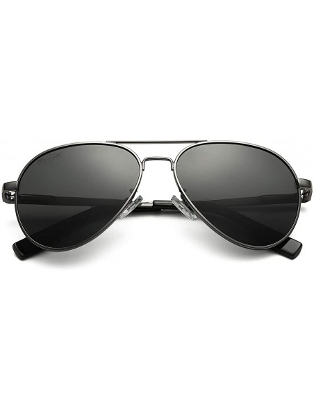 Aviator Small Polarized Aviator Sunglasses for Adult Small Face and Junior-52mm - Gunmetal Frame/Black Lens - C7193S2RHHN $15.49