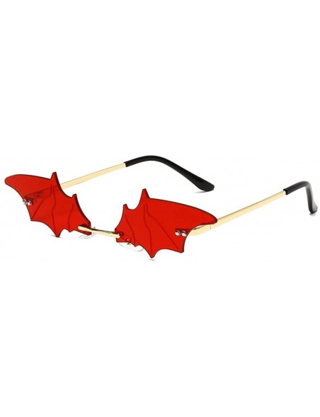 Rimless Bat Sunglasses for Women Rimless Sun Glasses Eyewear Shades - Red Lens - CW19032DW93 $10.52