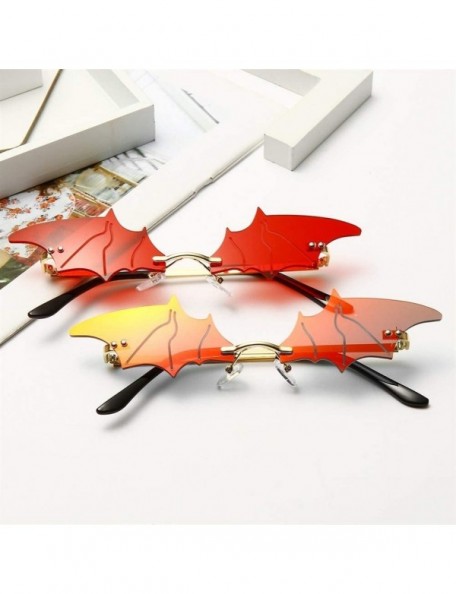 Rimless Bat Sunglasses for Women Rimless Sun Glasses Eyewear Shades - Red Lens - CW19032DW93 $10.52