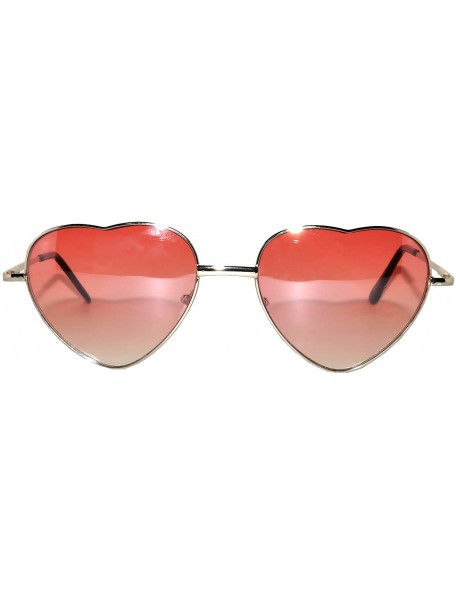 Aviator Stylish Heart Shaped Metal Frame Aviator Colored Lens Sunglasses - Silver_frame_red_lens - CA12N24I1K8 $10.37