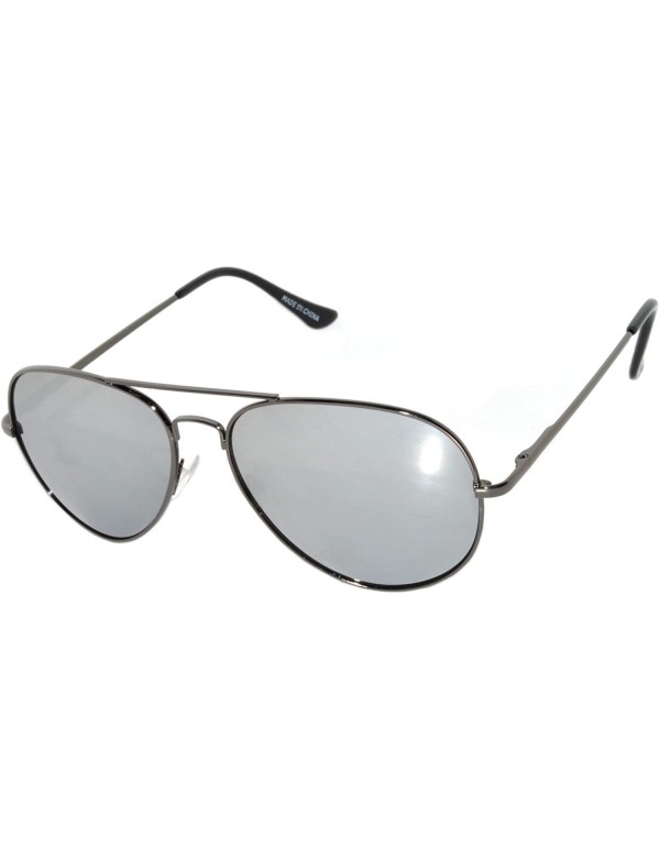 Aviator Full Mirror Lens Colored Metal Frame with Spring Hinge - Gun_silver_mirror_lens - CN121JE4UKD $11.32