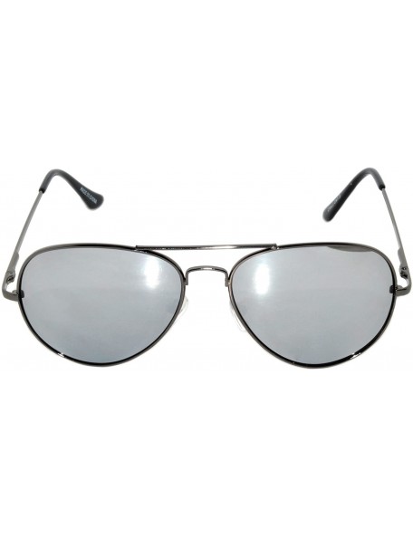 Aviator Full Mirror Lens Colored Metal Frame with Spring Hinge - Gun_silver_mirror_lens - CN121JE4UKD $11.32