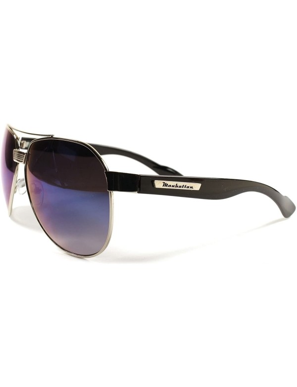 Oversized Blue Mirrored Lens Mens Womens Oversized Military Air Force Style Sunglasses - C91802OM7NT $9.66