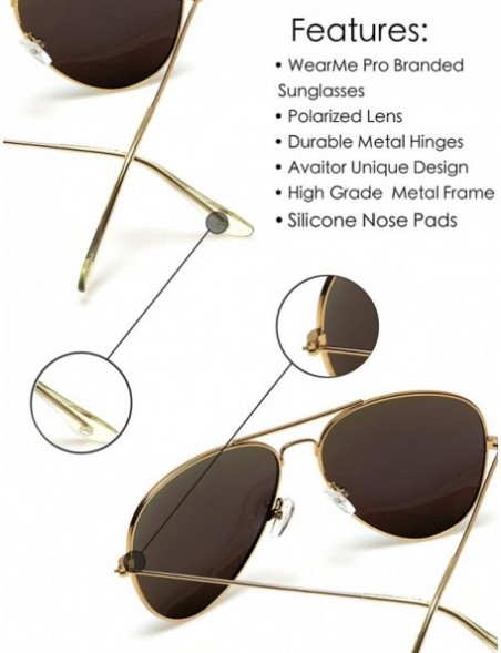 Aviator Polarized Metal Frame Pilot Style Aviator Sunglasses - Gold Frame / Mirror Blue Lens - C912GHKWRPJ $21.72