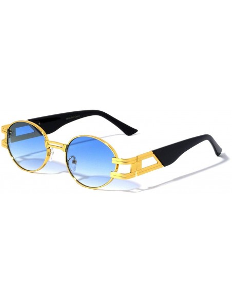 Oval Oval Retro Art Nouveau Vintage Style Metal Frame Sunglasses - 2 Pack Blue and Green - C71978D5XRC $21.14