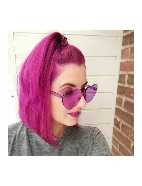 Rimless Heart Shaped Rimless Sunglasses Clout Goggles Candy Clear Lens Sun Glasses for Women Girls - Purple - CN18G404Q8W $12.87