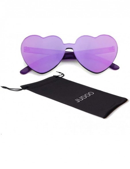 Rimless Heart Shaped Rimless Sunglasses Clout Goggles Candy Clear Lens Sun Glasses for Women Girls - Purple - CN18G404Q8W $12.87