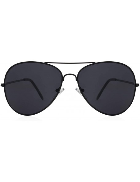 Aviator Sunglasses - Classics - Aviator / Frame Black Lens Grey - CC114G7SDH7 $14.55