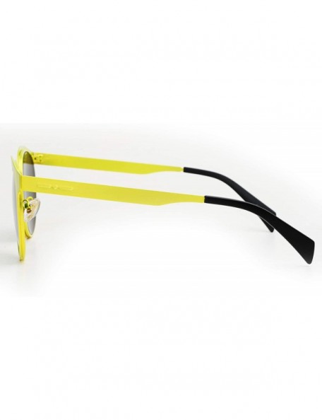 Oversized 96105-1 Premium Metal Womens Mens Mirror Flat Candy Sunglasses - Yellow/ Gold - CT18O8TW2HD $17.80