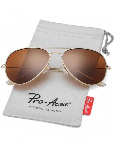 Wayfarer Classic Polarized Aviator Sunglasses for Men and Women UV400 Protection - Gold Frame/Brown Lens - C9193G87IDZ $11.39