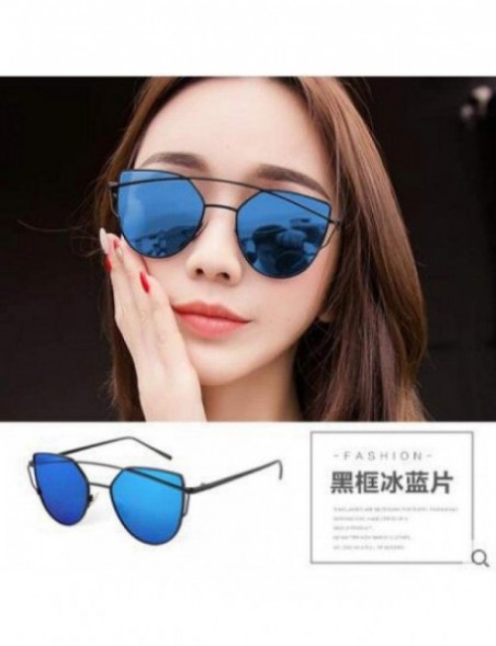 Aviator Cat Eye Women Sunglasses Women Brand Design Mirror Flat Rose Gold Vintage 1 - 1 - CA18XE0W05T $9.90