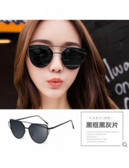 Aviator Cat Eye Women Sunglasses Women Brand Design Mirror Flat Rose Gold Vintage 1 - 1 - CA18XE0W05T $9.90