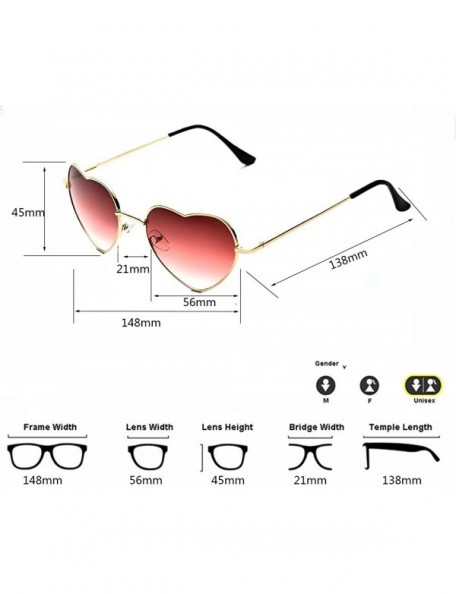 Aviator 6 Packs Thin Metal Frame Aviator Unisex Heart Sunglasses - Red Gradient - C318E30GU0T $27.30