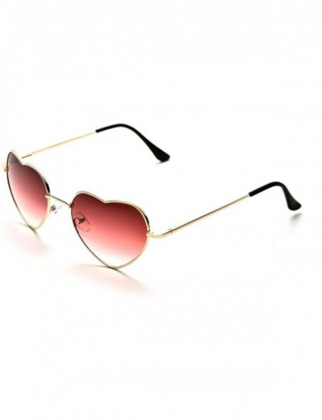 Aviator 6 Packs Thin Metal Frame Aviator Unisex Heart Sunglasses - Red Gradient - C318E30GU0T $27.30