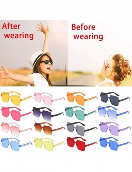 Rimless Oversized Square Candy Colors Glasses Rimless Frame Unisex Sunglasses - H - CD195NGSCGH $8.63