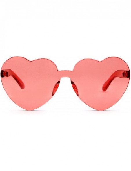 Oversized Rimless Sunglasses Heart Transparent One Piece Colorful Glasses - Wine Red - C51883HXL92 $8.10