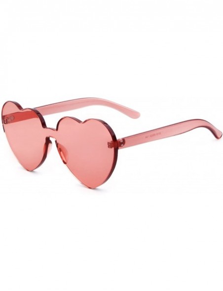 Oversized Rimless Sunglasses Heart Transparent One Piece Colorful Glasses - Wine Red - C51883HXL92 $8.10