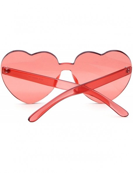 Oversized Rimless Sunglasses Heart Transparent One Piece Colorful Glasses - Wine Red - C51883HXL92 $8.10