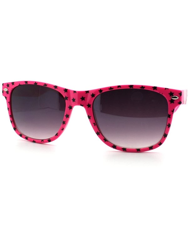 Square Stars Print Square Sunglasses Spring Hinge Frames - Pink - CF11D6VOIZF $8.56