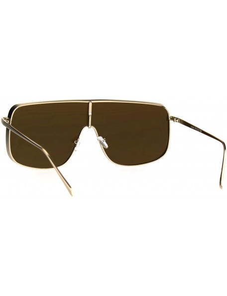 Oversized Mens Oversized Futurism Robotic Shield Rapper Metal Rim Sunglasses - Gold Brown - CO18228CSOX $10.17