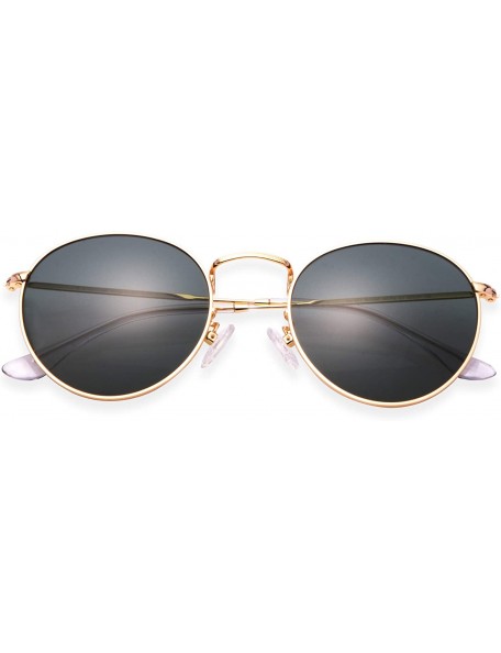 Round Sunglasses Classic Circle Glasses Shades - G15 Green Glass Lens/Gold Frame - C2193WHRNE5 $21.72