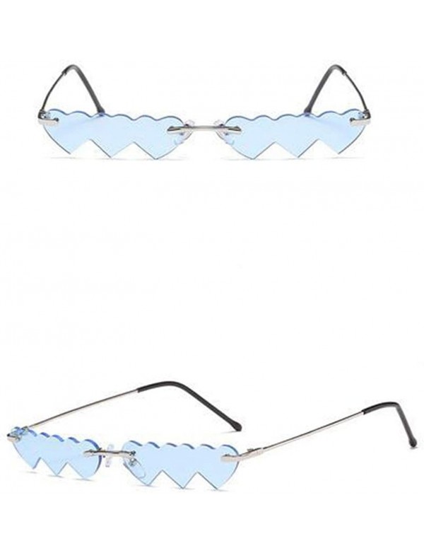 Rimless Fashion RimlessHeart Sunglasses ladies Lovely Fashion Driving Small Eyewear - Blue - CO1906OQ6O0 $7.00